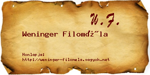 Weninger Filoméla névjegykártya